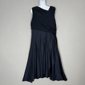 Adrianna Papell Dress Womens 16 Navy Draped Sleeveless Satin Crepe Cocktail